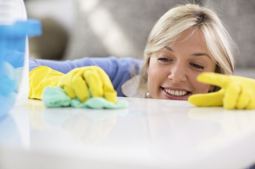 Office cleaners working in a Stratford E15 workspace
